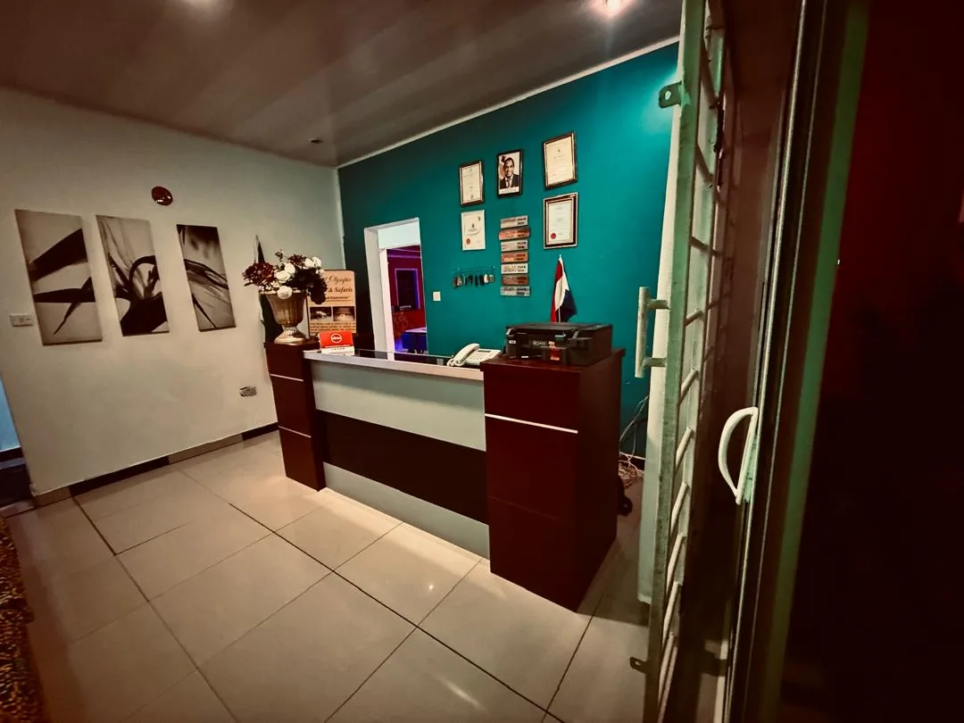 Royal Olympia Lodge & Safaris reception desk